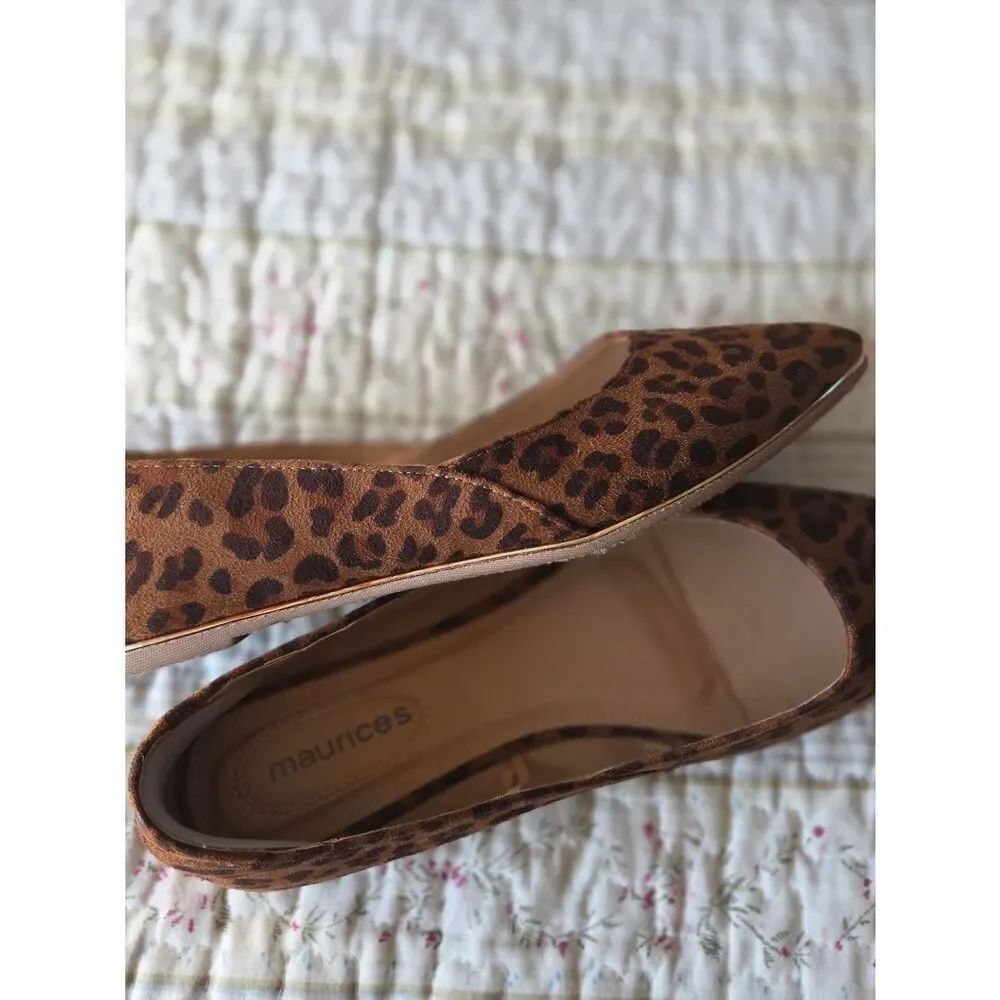 MAURICES Leopard Print Pointed Toe Flats - Brown SZ 9 - Picture 4 of 7